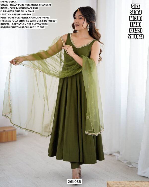 Beautiful Three-Piece Anarkali Suits Collection Crafted In Heavy Pure Roman Silk Chanderi