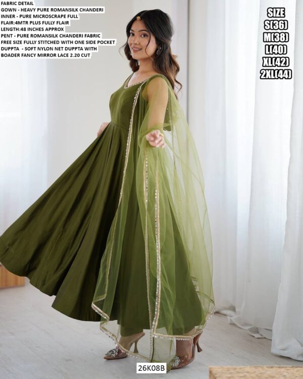 Beautiful Three-Piece Anarkali Suits Collection Crafted In Heavy Pure Roman Silk Chanderi