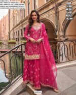 Beautiful Chinon Silk Embroidered Classic Plazo Dresses For Women