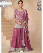 Presenting Latest And Heavy Embroidered Real Simar Silk Three-Piece Plazo Suits