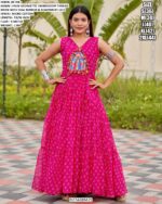 Navratri Special Gamathi Work Faux Georgette Gown With Real Mirror And Lace Detailing