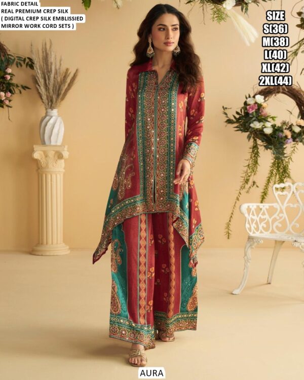 Heavy And Beautiful Designer Occasional Wear Readymade Crepe Silk Co-ord Sets