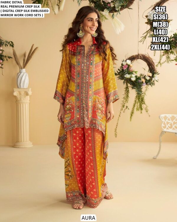 Heavy And Beautiful Designer Occasional Wear Readymade Crepe Silk Co-ord Sets