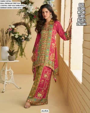 Heavy And Beautiful Designer Occasional Wear Readymade Crepe Silk Co-ord Sets