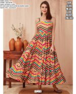 Fit And Flare Multilayer Silk Blend Zigzag Designer Party Wear Gown For Women
