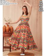 Fit And Flare Multilayer Silk Blend Zigzag Designer Party Wear Gown For Women
