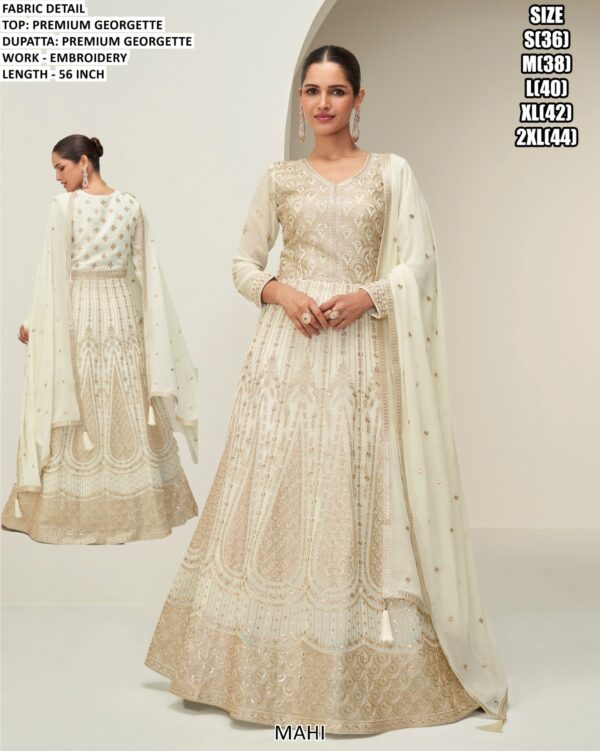 Premium Georgette Embroidered Wedding Wear Gown With Dupatta