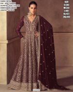 Bridal Wear Chinon Readymade Stylish Designer Gown With Dupatta For Weddings