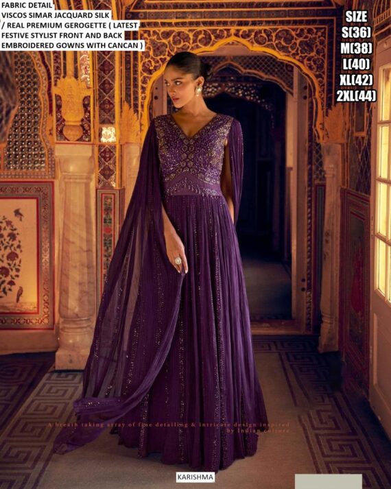 Ready To Wear Viscose Jacquard Silk Designer Indo-Western Gown Collection