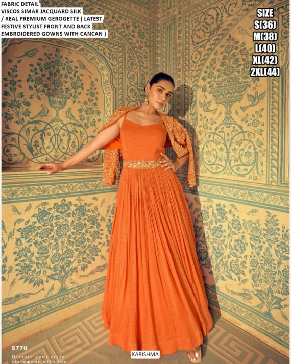 Ready To Wear Viscose Jacquard Silk Designer Indo-Western Gown Collection
