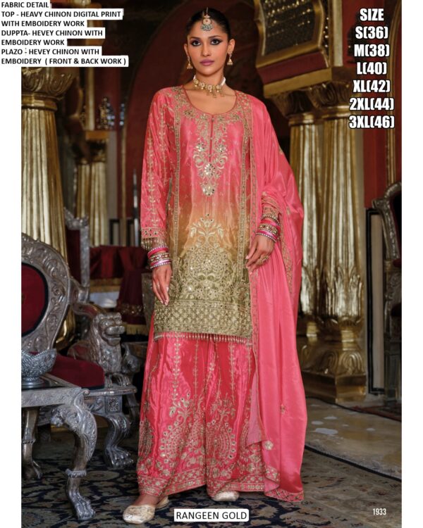 Party And Festive Wear Look Heavy Chinon Beautiful Designer Plazo Suit Sets