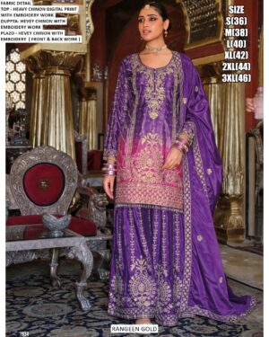 Party And Festive Wear Look Heavy Chinon Beautiful Designer Plazo Suit Sets
