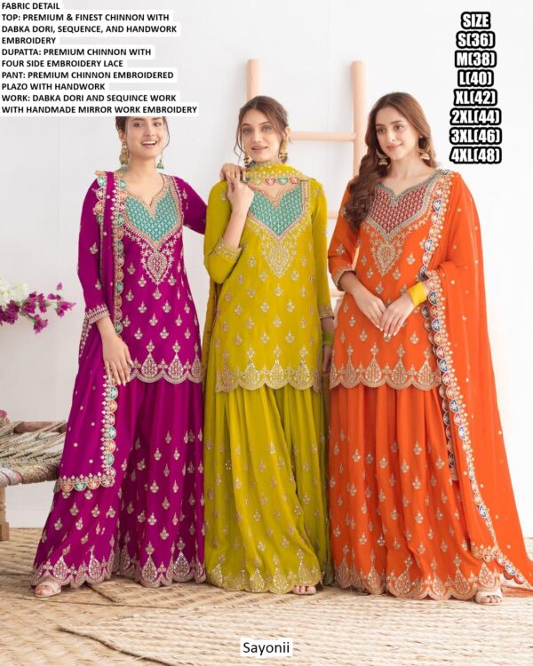 New Collection Heavy Chinon Salwar Kameez With Designer Sequins Embroidery And Hand Work