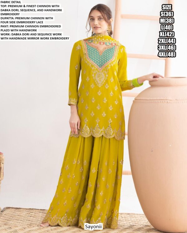 New Collection Heavy Chinon Salwar Kameez With Designer Sequins Embroidery And Hand Work