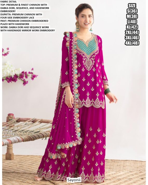 New Collection Heavy Chinon Salwar Kameez With Designer Sequins Embroidery And Hand Work