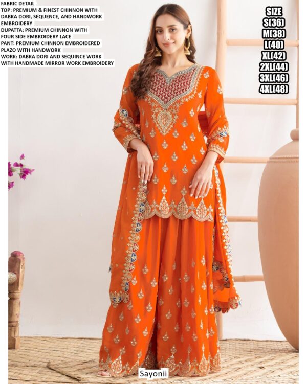 New Collection Heavy Chinon Salwar Kameez With Designer Sequins Embroidery And Hand Work