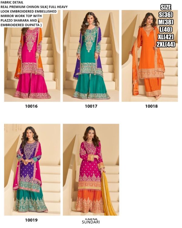 Wedding Wear Premium Chinon Silk Heavy Look Embroidered Embellished Mirror Work Suits