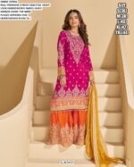 Wedding Wear Premium Chinon Silk Heavy Look Embroidered Embellished Mirror Work Suits