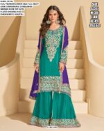 Wedding Wear Premium Chinon Silk Heavy Look Embroidered Embellished Mirror Work Suits