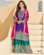 Wedding Wear Premium Chinon Silk Heavy Look Embroidered Embellished Mirror Work Suits