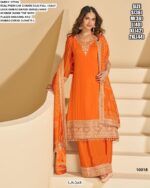 Wedding Wear Premium Chinon Silk Heavy Look Embroidered Embellished Mirror Work Suits