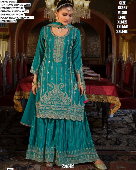 Launching A Beautiful Plazo Suit Sets With Heavy Embroidery Work On All Over Suits