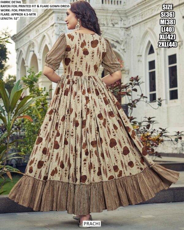 Buy Rayon Casual Wear Foil Printed Readymade Ankle Length Maxi Gowns In Four Colours!