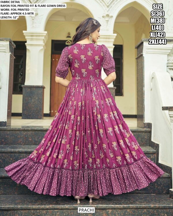 Buy Rayon Casual Wear Foil Printed Readymade Ankle Length Maxi Gowns In Four Colours!