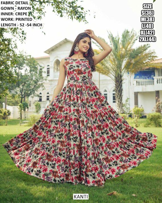 Women's Casual Dresses New Collection! Beautiful Printed Rayon Casual Wear Readymade Gowns