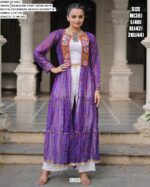 Faux Georgette Bandhani Printed Kutchi Patchwork Navratri Special Shrug Dresses