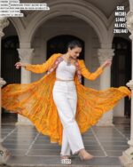 Faux Georgette Bandhani Printed Kutchi Patchwork Navratri Special Shrug Dresses