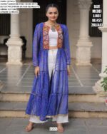 Faux Georgette Bandhani Printed Kutchi Patchwork Navratri Special Shrug Dresses