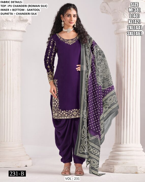 Buy Exclusive Designer Chanderi Silk Festive Wear Patiyala Salwar Suit Collection