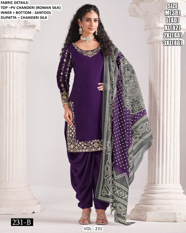 Buy Exclusive Designer Chanderi Silk Festive Wear Patiyala Salwar Suit Collection