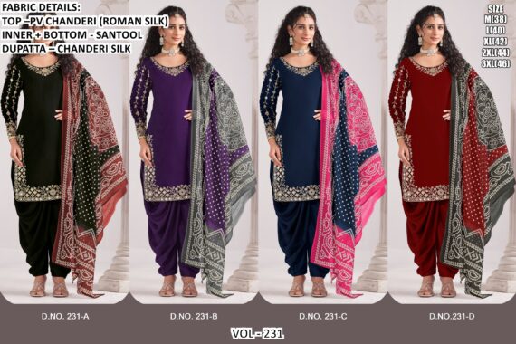 Buy Exclusive Designer Chanderi Silk Festive Wear Patiyala Salwar Suit Collection