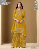 Art Silk Embroidered, Sequins And Zari Work Sharara Suit Sets For Ceremonial