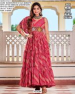 Navratri Gown In Faux Georgette Bandhni Print And Gamathi Work With Real Mirror Work