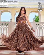 Navratri Gown In Faux Georgette Bandhni Print And Gamathi Work With Real Mirror Work