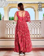 Navratri Gown In Faux Georgette Bandhni Print And Gamathi Work With Real Mirror Work