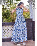 Latest Poly Cotton Floral Printed Western Wear Kurti Gown For Casual Outings