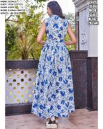 Latest Poly Cotton Floral Printed Western Wear Kurti Gown For Casual Outings