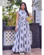 Latest Poly Cotton Floral Printed Western Wear Kurti Gown For Casual Outings