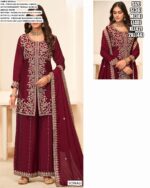 Festive Wear Blooming Chinon Readymade Amazing Embroidery Work Plazo Suits