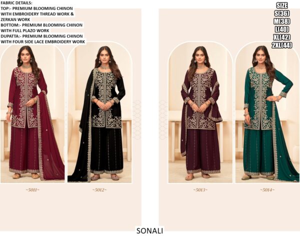 Festive Wear Blooming Chinon Readymade Amazing Embroidery Work Plazo Suits