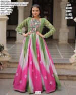 Navratri Wear Faux Georgette Bandhej Printed With Gamthi Embroidered Awesome Gown