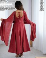 Presenting New Pure Roman Shimmer Chanderi Silk Maroon Colour Anarkali Suit Set