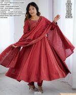 Presenting New Pure Roman Shimmer Chanderi Silk Maroon Colour Anarkali Suit Set