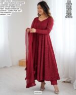 New Party Wear Anarkali Kurti Set In Heavy Pure Faux Georgette With Lukhnowi Sequence Work