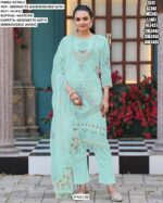 Festive Wear Georgette Embroidered Kurti, Pant And Dupatta Set With Moti Work