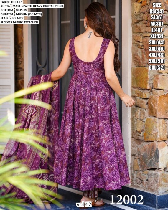 Casual And Any Functions Wear Beautiful Printed Muslin Fabric Flared Kurti With Pent And Dupatta